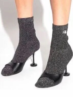 Balenciaga Carrera 3B Sock Boots Black Silver Sparkle EU 37/37.5 NWOB ⚪️